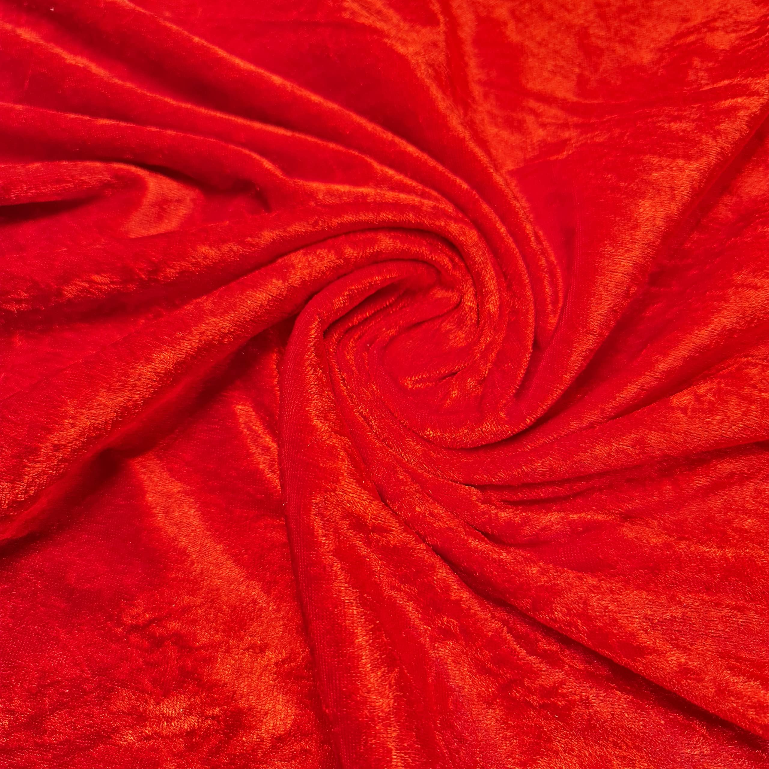 Premium Crushed Velvet Fabric Craft Stretch Velour Material 150cm Extra Wide -EP (Red, 1 Meter)