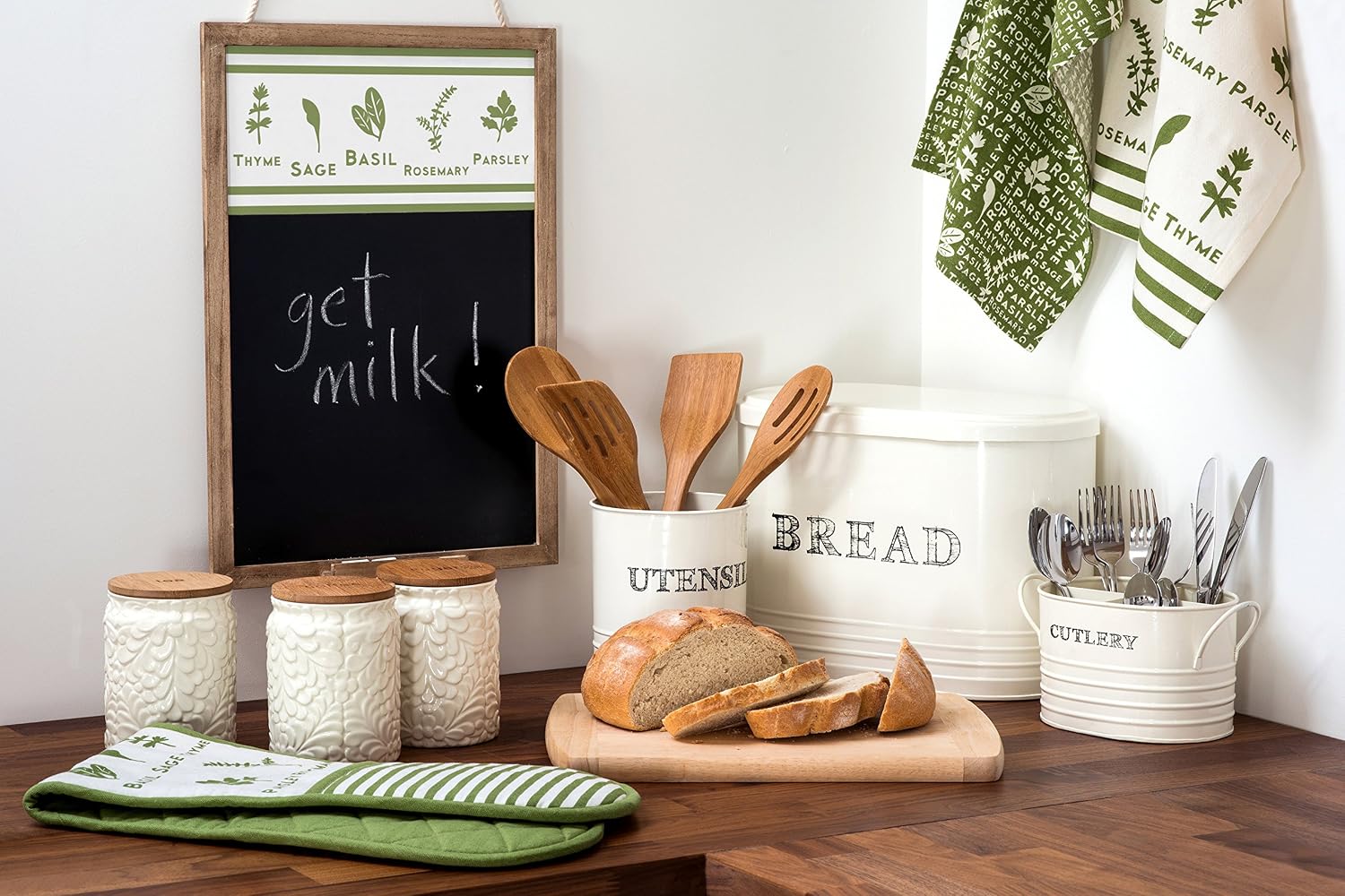 Premier Housewares 507631 Cream Bread Bin and Biscuit Tin - Sealed Storage Basket 25 x 33 x 20 cm, Beige, H25 x W33 x D20cm - Image 3