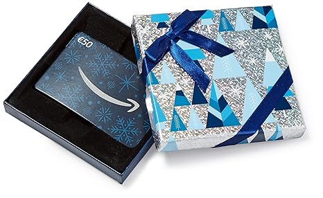 Amazon.de Geschenkkarte in Geschenkbox (Blau und Silber) - mit kostenloser Lieferung per Post