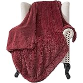 Bedsure GentleSoft Fluffy Burgundy Red Throw Blanket, Maroon Red Decor Gifts for Women, Soft Cozy Fuzzy Sherpa Fleece Plush Thick Warm Faux Fur Throws for Couch, Bed, Christmas Blanket for Mom, 50x60