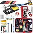 Soldering Iron Kit, 60W Soldering Iron 20-in-1, Adjustable Temperature Soldering Welding Iron Kit, Digital Multimeter, 2 pcs Interchangeable Tips, Solder Wire for Electronics Repair Hobby 110V US Plug