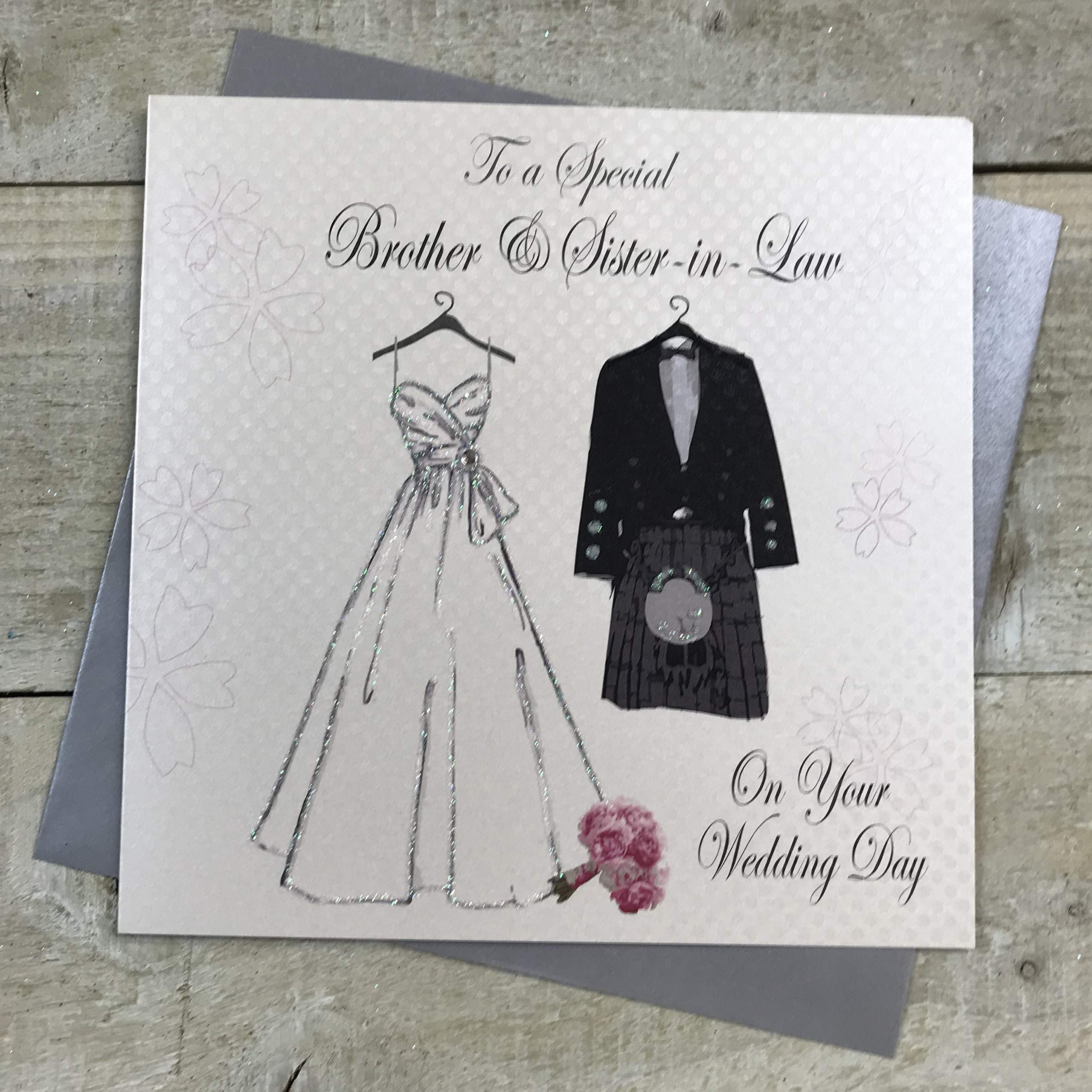 White Cotton Cards To A Special Brother & Sister-in-Law Day Handmade Wedding Card, PS17