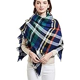 Wander Agio Womens Warm Blanket Scarf Square Winter Shawls Large Infinity Scarves Stripe Plaid Scarf