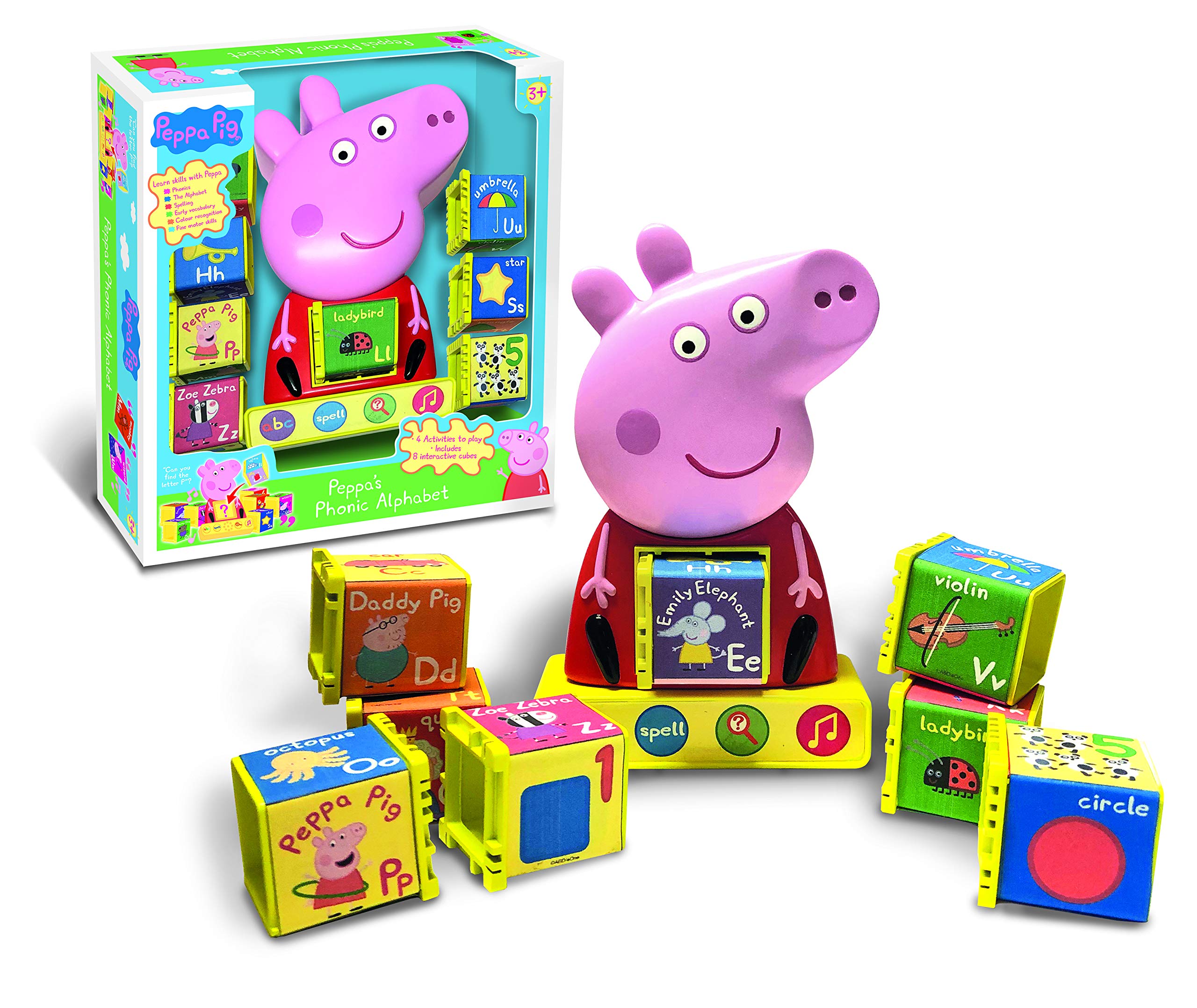 Peppa Pig - PP12 Peppa's Phonic Alphabet Toy For Kids - Interactive Learning & Child Development, Phonics, Alphabet, Spelling, Vocabulary and Recognition - Features 4 Fun Activities, 3+ Years