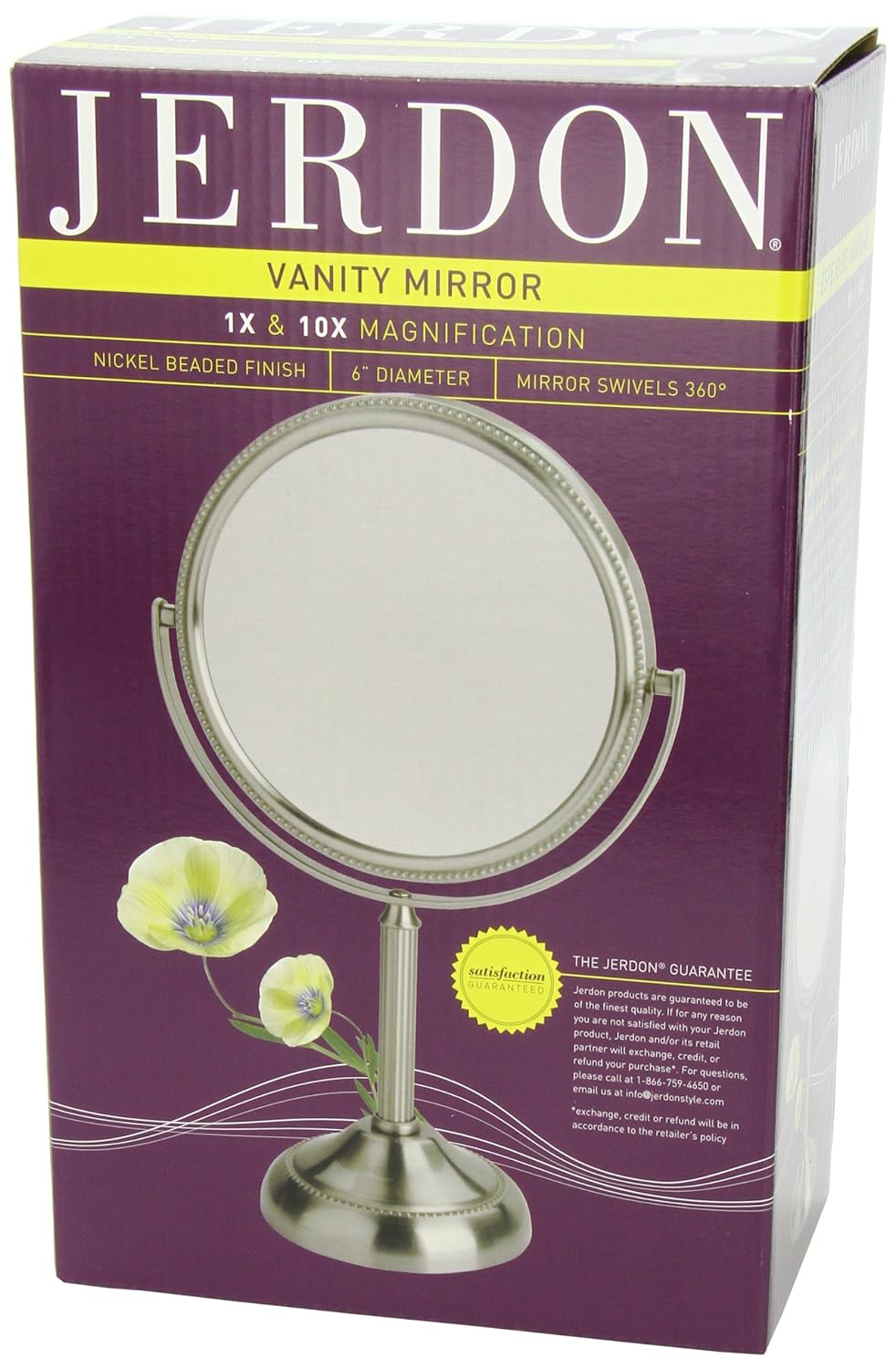 Amazon Com Jerdon Jp910nb 6 Inch Tabletop Two Sided Swivel Vanity Mirror With 10x Magnification 11 Inch Height Nickel Finish Personal Makeup Mirrors Beauty