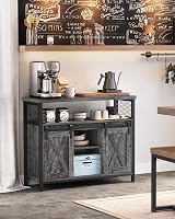 VASAGLE Sideboard Kitchen Cabinet with Sliding Doors 33x100x80 cm Stone Grey view 2