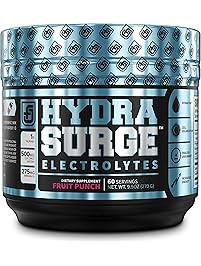 HYDRASURGE Electrolyte Powder - Hydration Supplement with Key Minerals, Himalayan Sea Salt, Coconut Water, More - 60 Servings (Keto Friendly) - Refreshing Fruit Punch Flavor