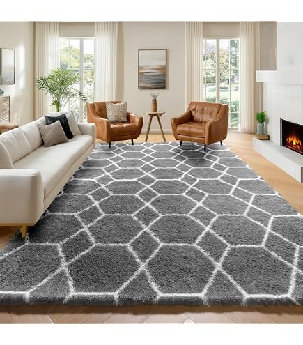ONASAR 6x9 Area Rugs for Living Room Bedroom, Large Fluffy Grey