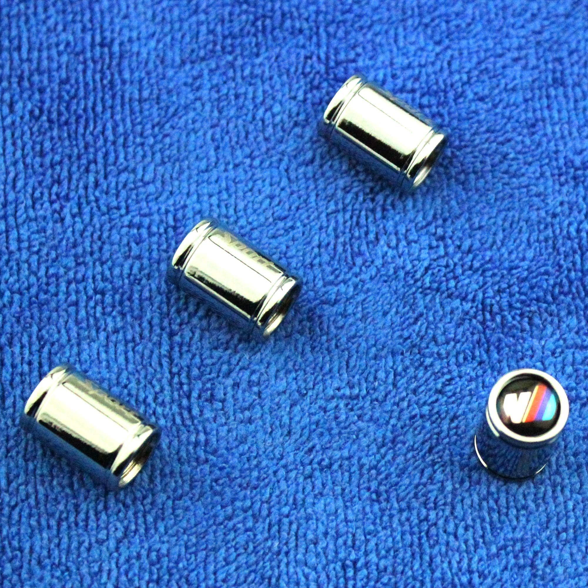 MirosCar Valve Stem Caps Alloy Plating Chrome Tire Valve Stem Valve Caps Compatible with BMW- (Sliver)- (Set of 4)