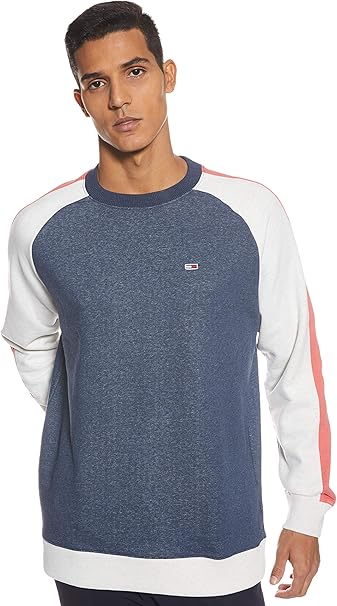 contrast striped sleeve script logo sweatshirt