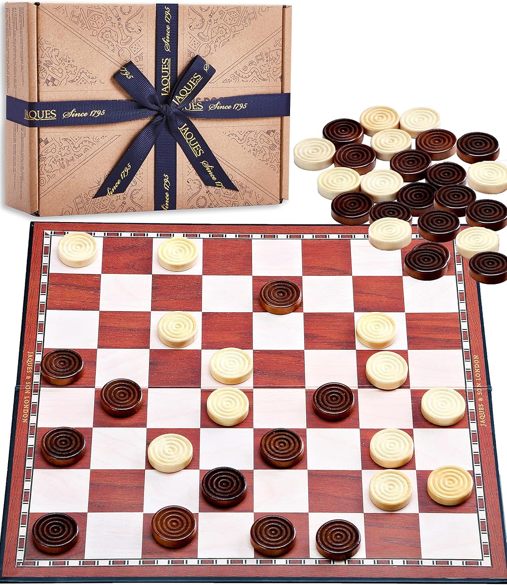 Jaques of London Draughts Board Game 12" Foldable Checkers Set UK Family Since