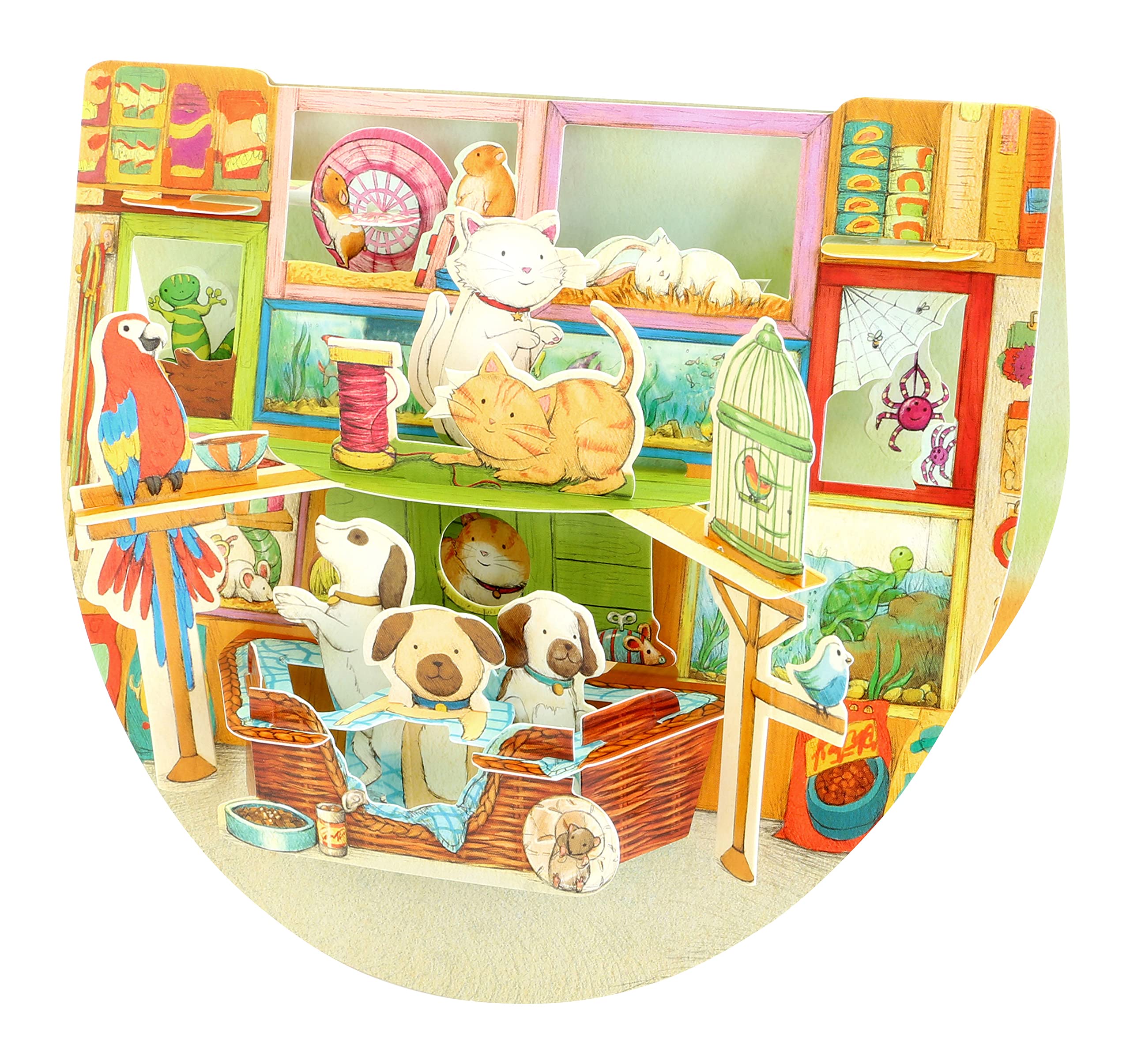 Santoro PopnRock, 3D Pop Up Greeting Card - Pet Shop - For Her, Him, Kids, Boys, Girls, Birthday | Dogs, Cats, Birds