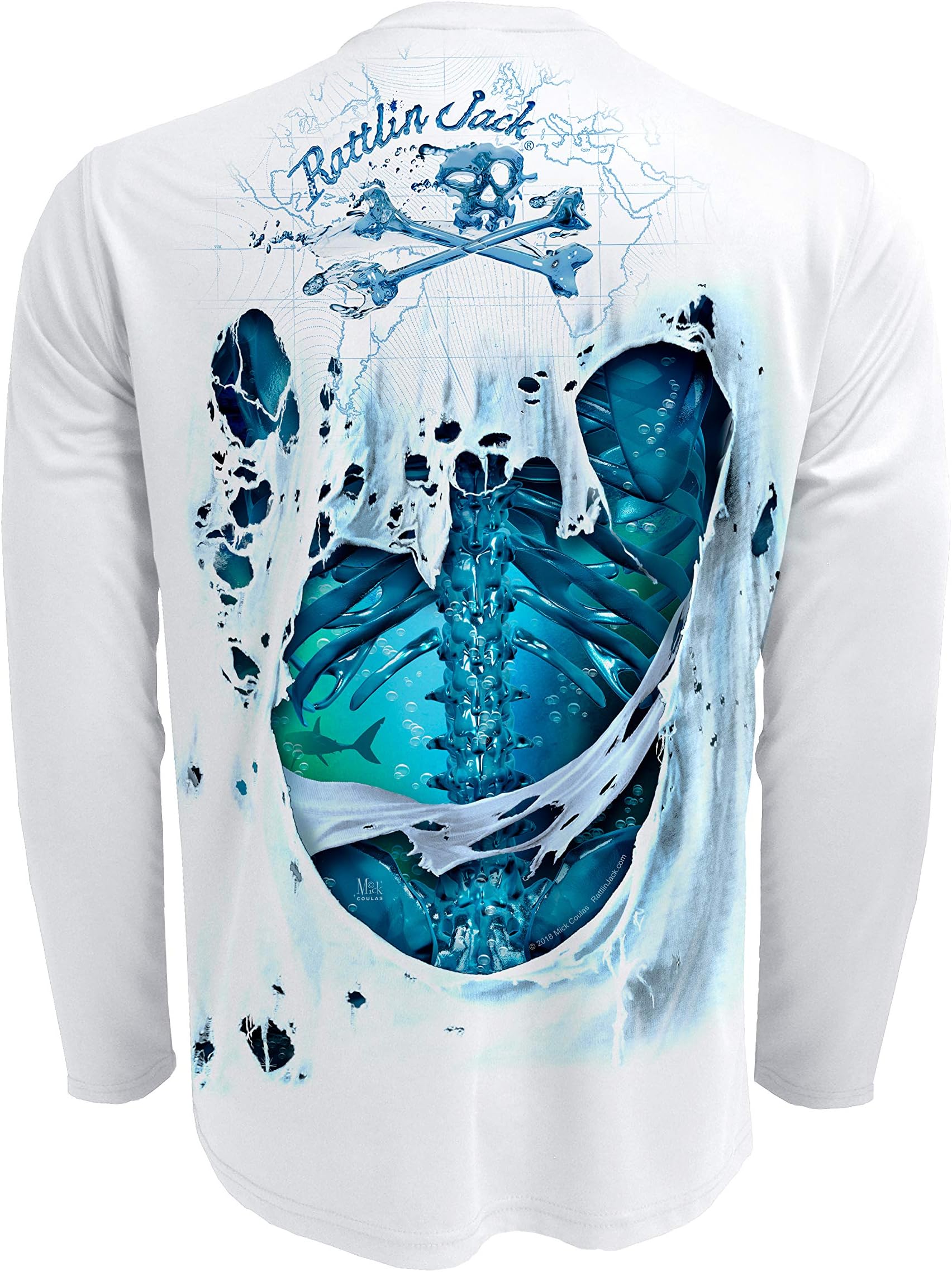 Rattlin Jack Men's UPF 50+ Fishing Skeleton Performance Long Sleeve Shirt