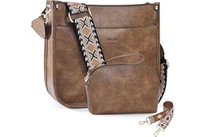 HKCLUF Crossbody Bag Purse for Women 2PCS/Set Leather Hobo Handbag Wallet Set With 2Adjustable Guitar Strap Shoulder Bag