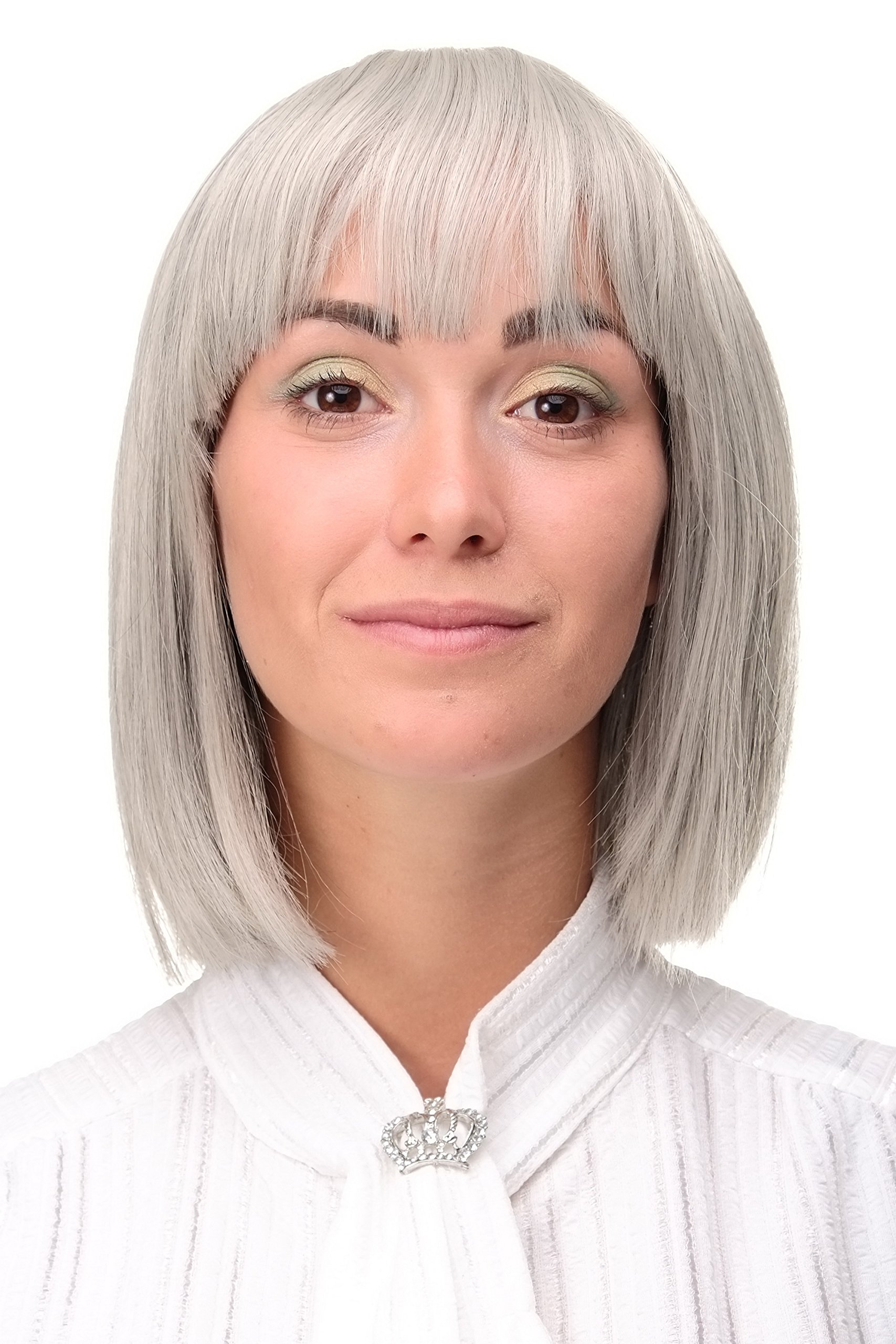 WIG ME UP 7803-51 Lady Quality Wig short Page Long Bob Longbob fringe bangs silvery grey