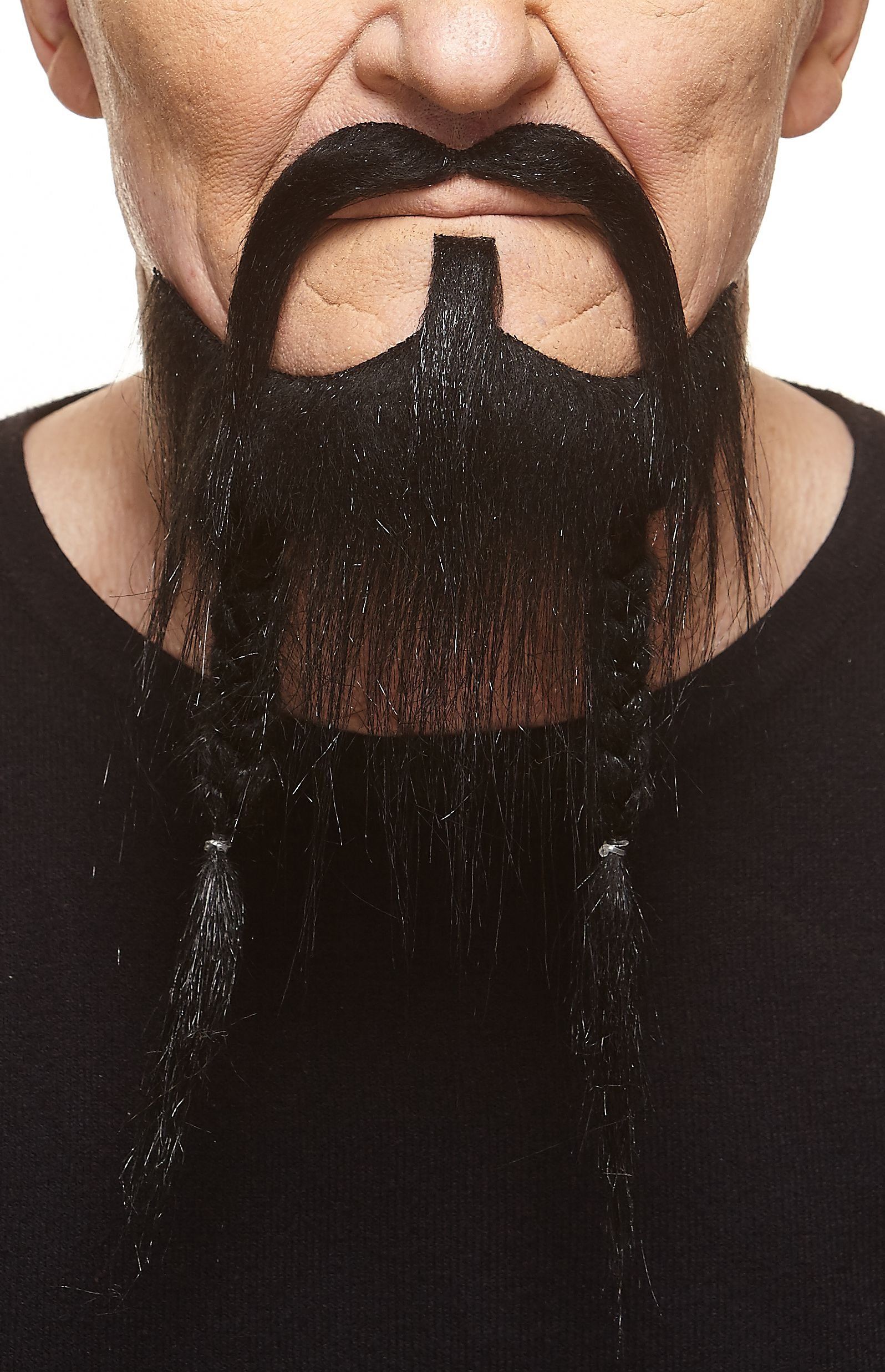 Mustaches Self-adhesive Pirate Fake Mustache and Beard, Braided, Novelty, Fake Facial Hair, Costume Accessory for Adults, Black Color