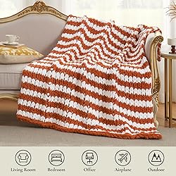 Amélie Home Chunky Knit Blanket Throw, Thick Soft