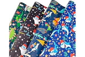 Titiweet Dinosaur Shark Animal Christmas Wrapping Paper for Kids - 12 Sheets, 20 x 28 Inches Per Sheet
