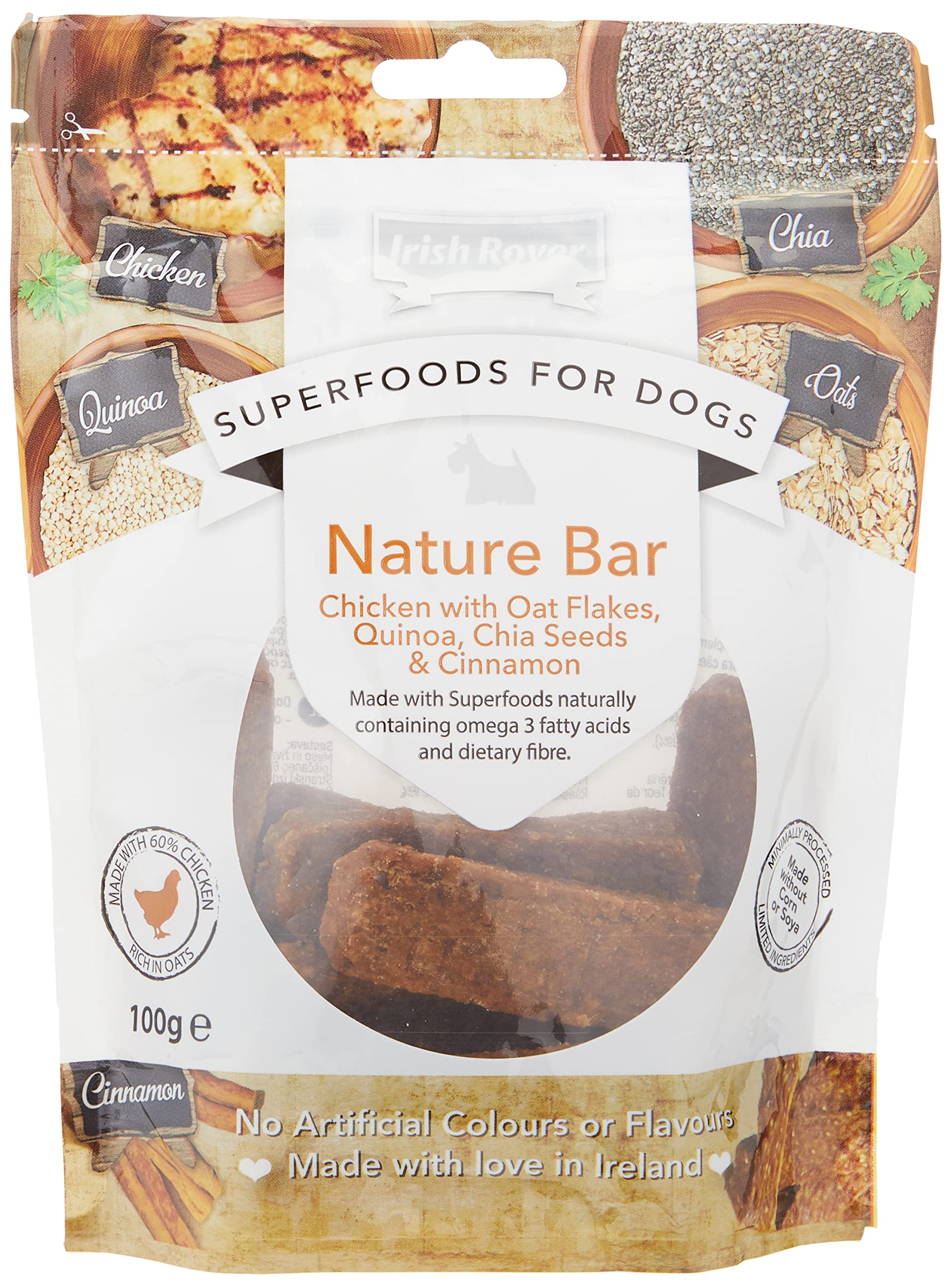 Irish Rover Chicken Nature Bars with Oat Flakes, Quinoa, Chia Seeds & Cinnamon 100g