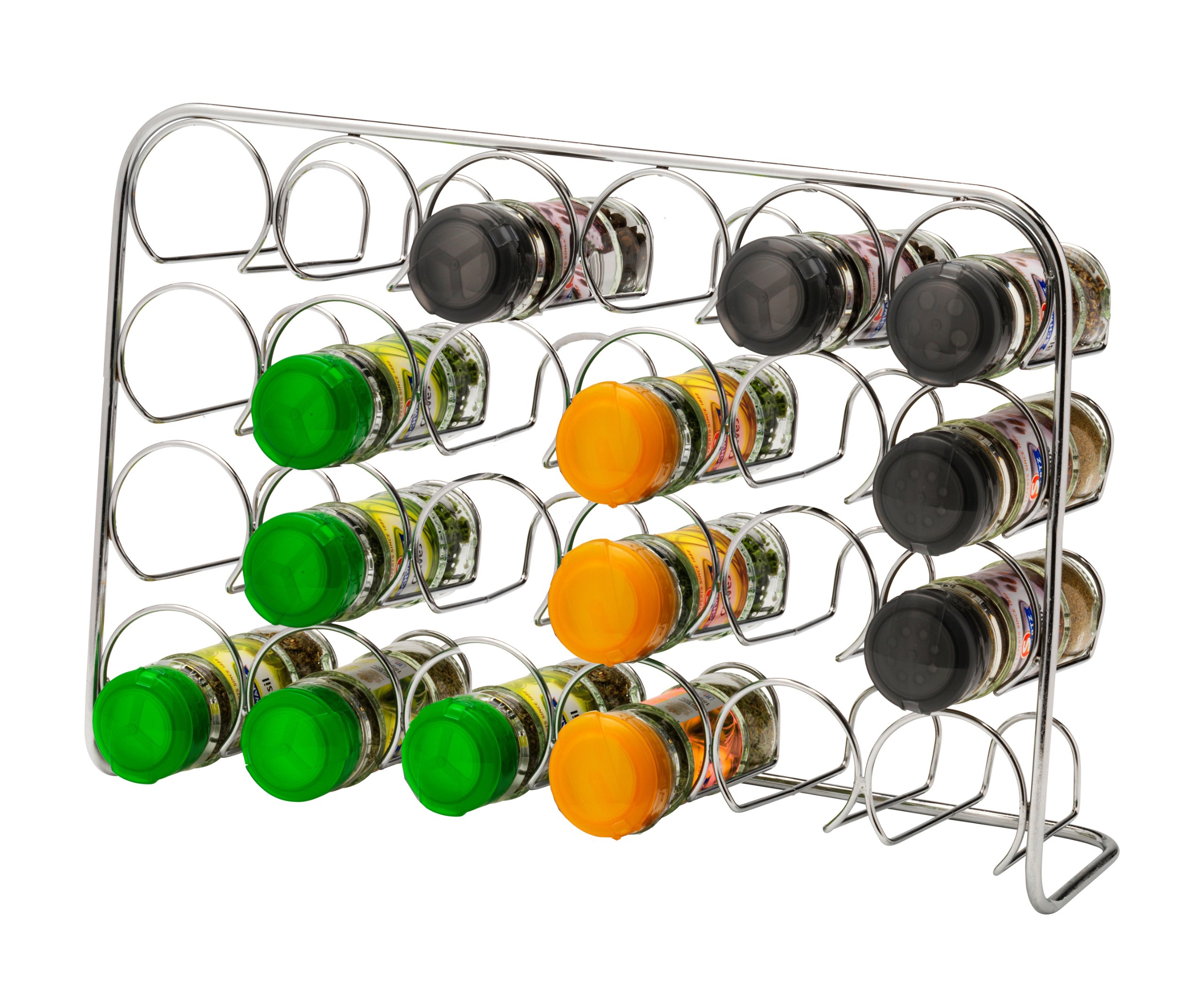 CKB LTD Spice Rack - Chrome Storage Stand Kitchen Cooking Organiser - Metal Free Standing (24 Jar Capacity)