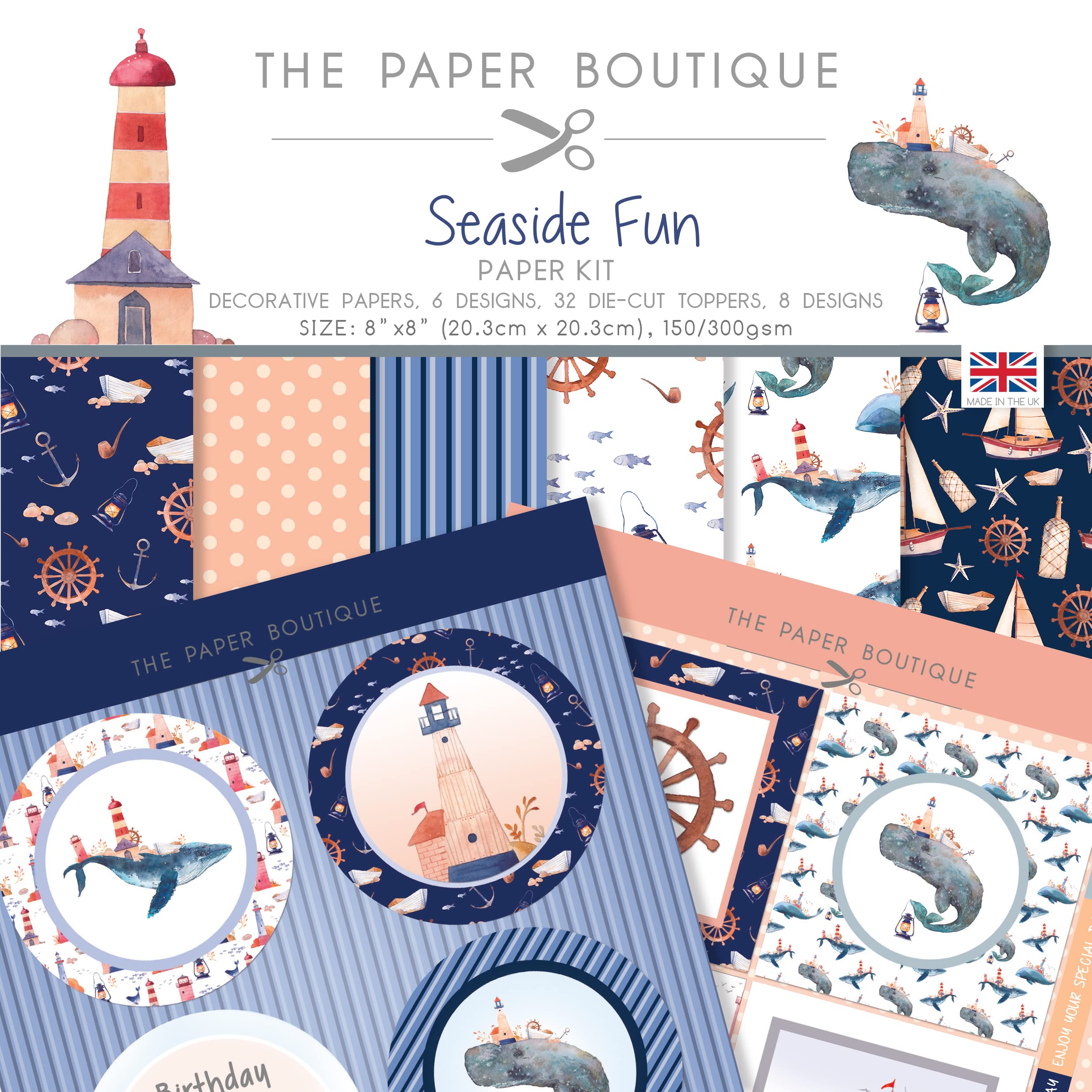 Paper Boutique Seaside Fun-Paper Kit, Mutlicoloured, 8 x 8 inches