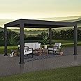 Backyard Discovery Trenton 14' x 12' Modern Galvanized Steel Pergola Kit with Shade Sail Canopy, All-Season Durability, PowerPort, High-Wind Rating for Outdoor Patio, Garden, Deck, Entertaining
