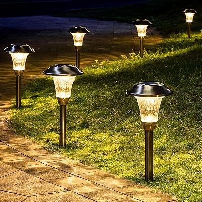 Buy Gigalumi 8 Pack Solar Pathway Lights Solar Pathway Lights Outdoor Warm White Waterproof Glass Stainless Steel Automatic Solar Landscape Lights For Patio Yard Lawn Garden And Path Silver Finish Online In