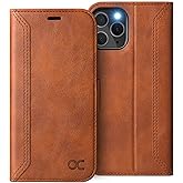 OCASE Retro Series Compatible with iPhone 12 Pro Case, Compatible with iPhone 12 Wallet Case [Card Slots][RFID Blocking][Kickstand] PU Leather Flip Folio Phone Cover 6.1 Inch (Brown)