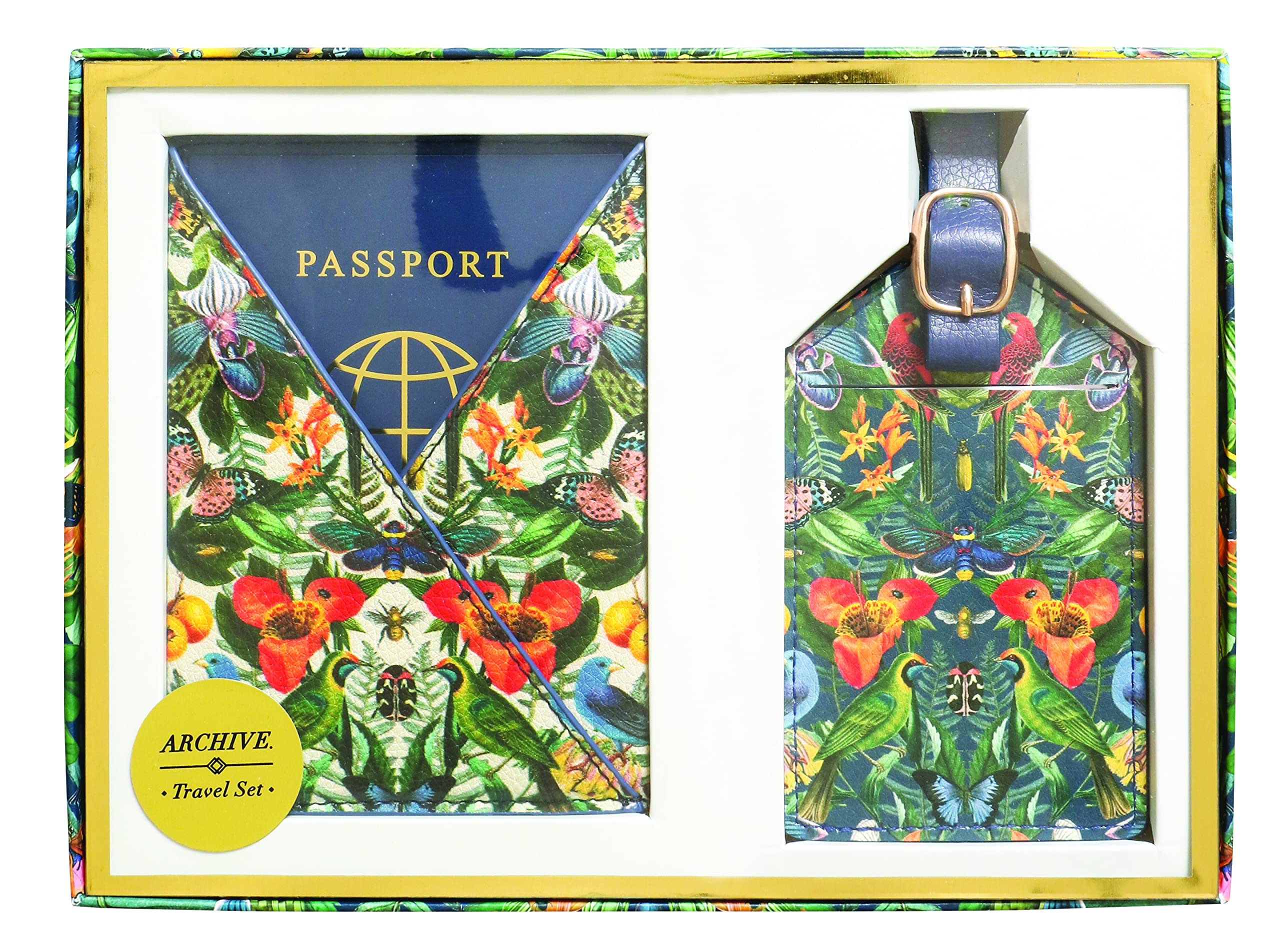 Archive Luggage Tag & Passport Holder Travel Set, Green