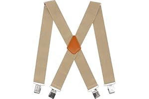 Doloise Men's Suspenders X Back 2 Inches Wide with Extra Heavy Clips Adjustable Braces for Men Suspender