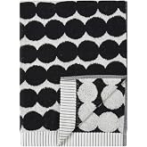 MARIMEKKO R&auml;symatto Terry Cotton Black and White Hand Towel &ndash; Polka Dot Patterned Hand Towels &ndash; 28 in x 20 in