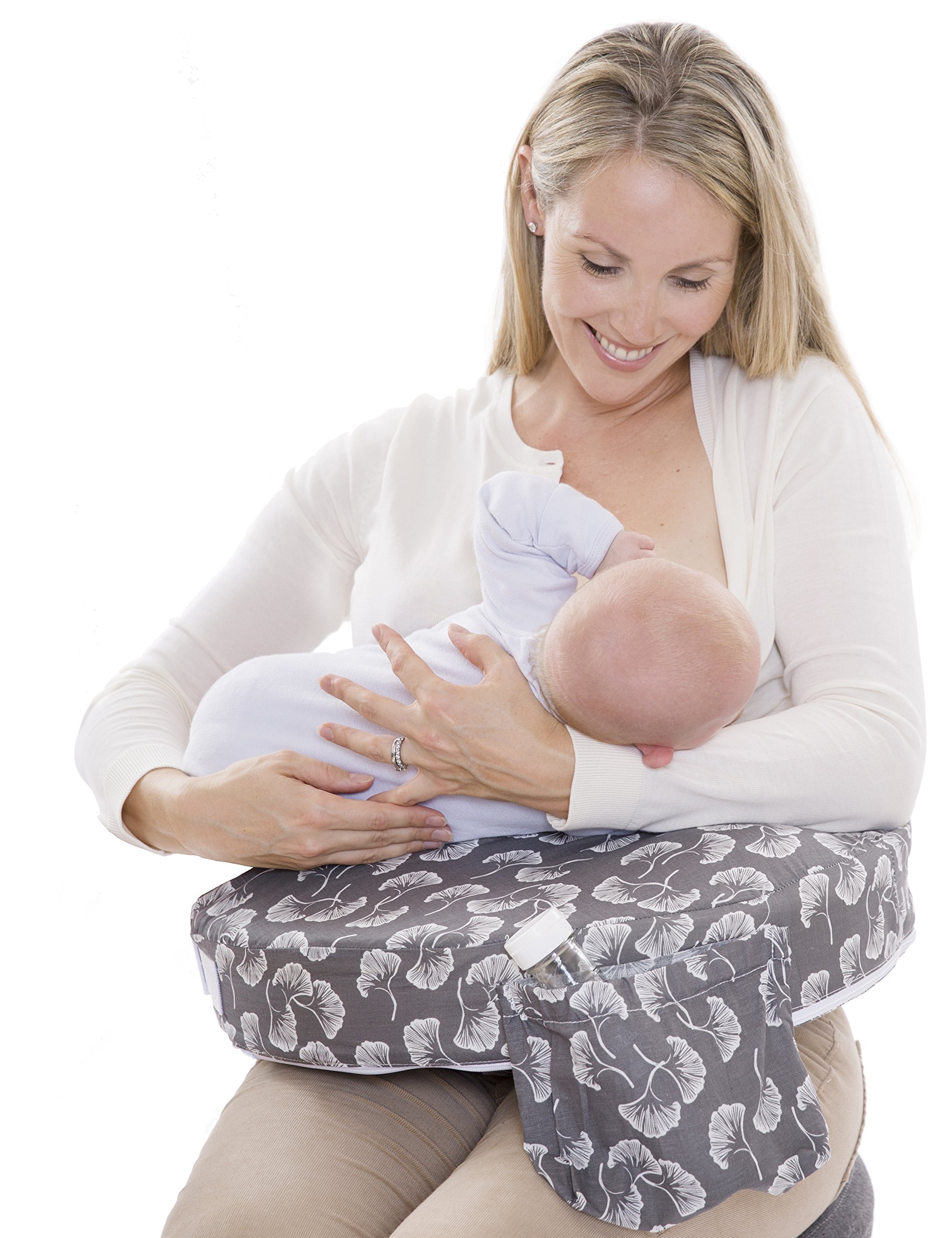 My Brest Friend Original Nursing Posture Pillow, Grey Flowing Fans