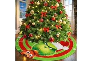 GLOBALTRONICS 48in Green Christmas Tree Skirt for Merry Christmas Party Christmas Tree Decorations Green Monster and Dog