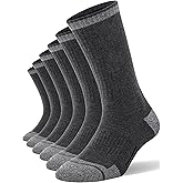 FITRELL 6 Pack Men's Athletic Moisture Wicking Crew Socks Cushioned Sport Running Work Boot Socks Size 9-12/12-15