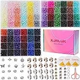 XJRLUK Glass Beads Bracelet Making Kit, 3000 pcs 72 Colors 6 mm Crystal Beads for Jewelry Making, Glass Beads Kits for Beginners DIY Earrings Necklaces Rings Crafts Birthday Gifts