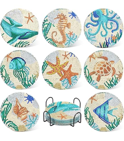 8 PCS Lotus Diamond Art Coasters Kit - DIY Drink Coasters With Holder, Non-Slip, Great Gift - View #7