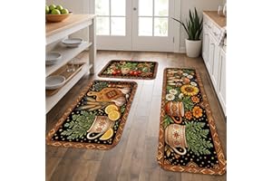 Vintage Kitchen Mats for Floor, Floral Patterned Cushioned Comfort Washable Rugs for Kitchen Sinks Laundryroom Bathroom, Autu
