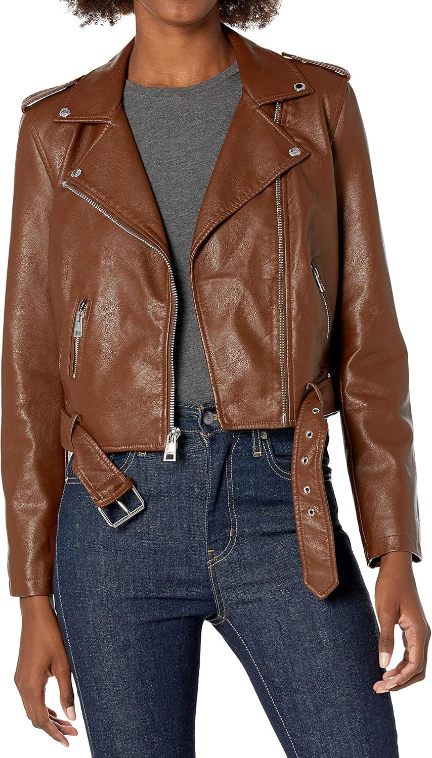 Levi's Women's Faux Leather Asymmetrical Belted Motorcycle Jacket