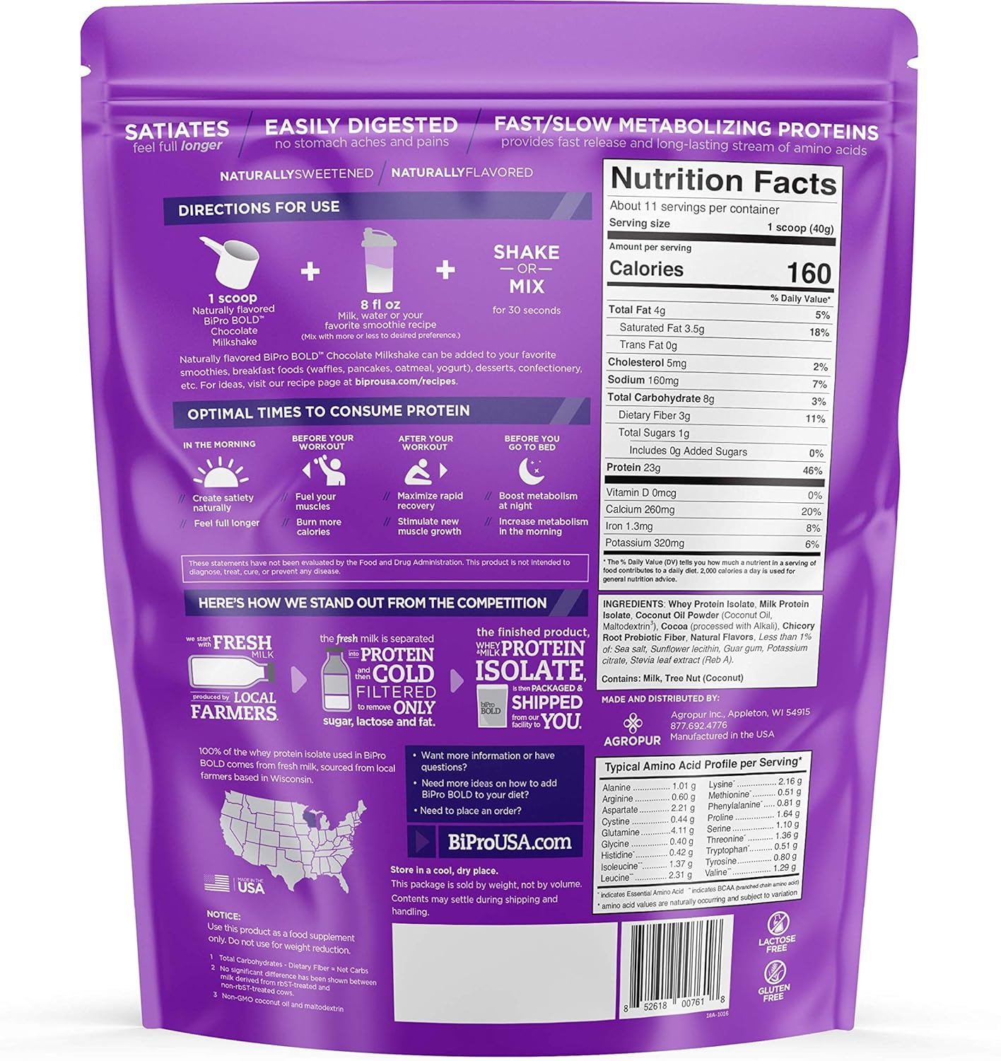 BiPro Bold Whey Protein Powder Isolate + Milk Protein Isolate