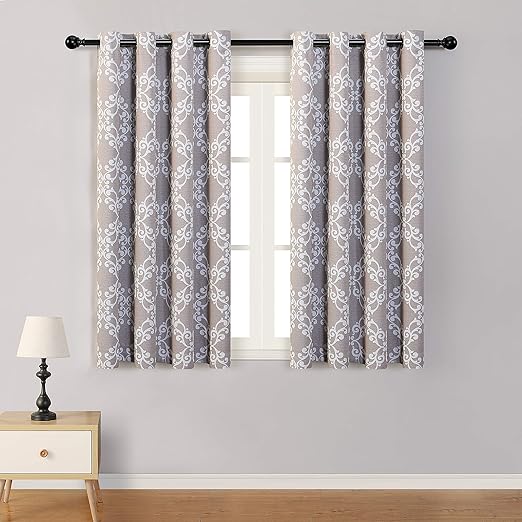 Amazon Com Mysky Home Blackout Curtain Morrocan Print Drapes With Geometric Design Thermal Insulated Room Darkening Window Curtain Panels For Living Room Bedroom 52 By 63 Inch Taupe 1 Pair Kitchen Dining
