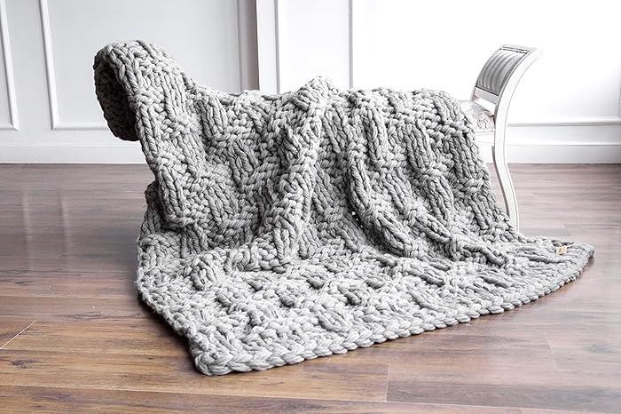 Amazon Com Chunky Blanket Gray Super Bulky Blanket Pure Amazon Com Chunky Blanket Gray Super Bulky Blanket Pure