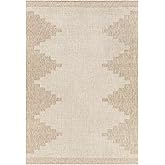 Hauteloom Eris Outdoor Area Rug - Outside Porch Patio Rug Carpet - No Pile Rug - Waterproof Rug - Geometric - Brown, Cream, B