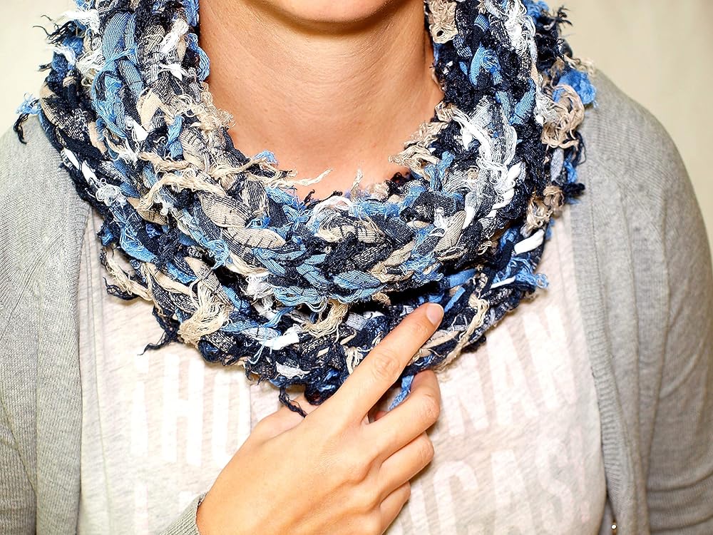 Bufanda tubular unisex de tela 100% algodón reciclada hecha a mano: Amazon.es: Handmade