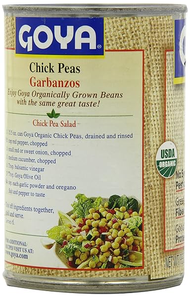 GOYA ORGANIC CHICK PEAS, GARBANZO BEANS, LOW SODIUM, 15.5 OZ