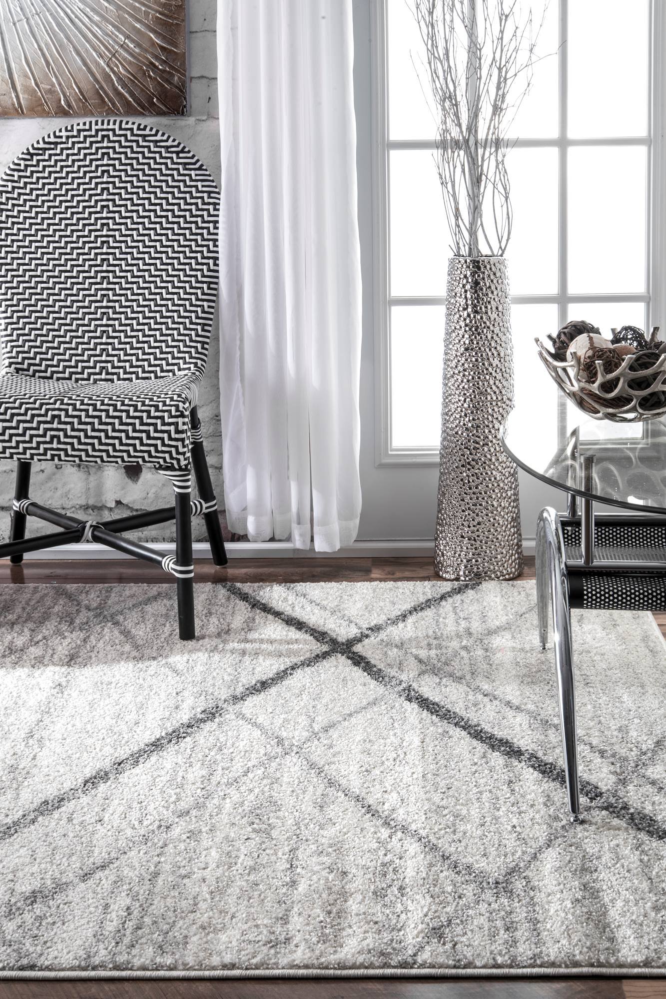 nuLOOM BDSM04A Thigpen Lattice Area Rug, 6'7'' x 9', Grey