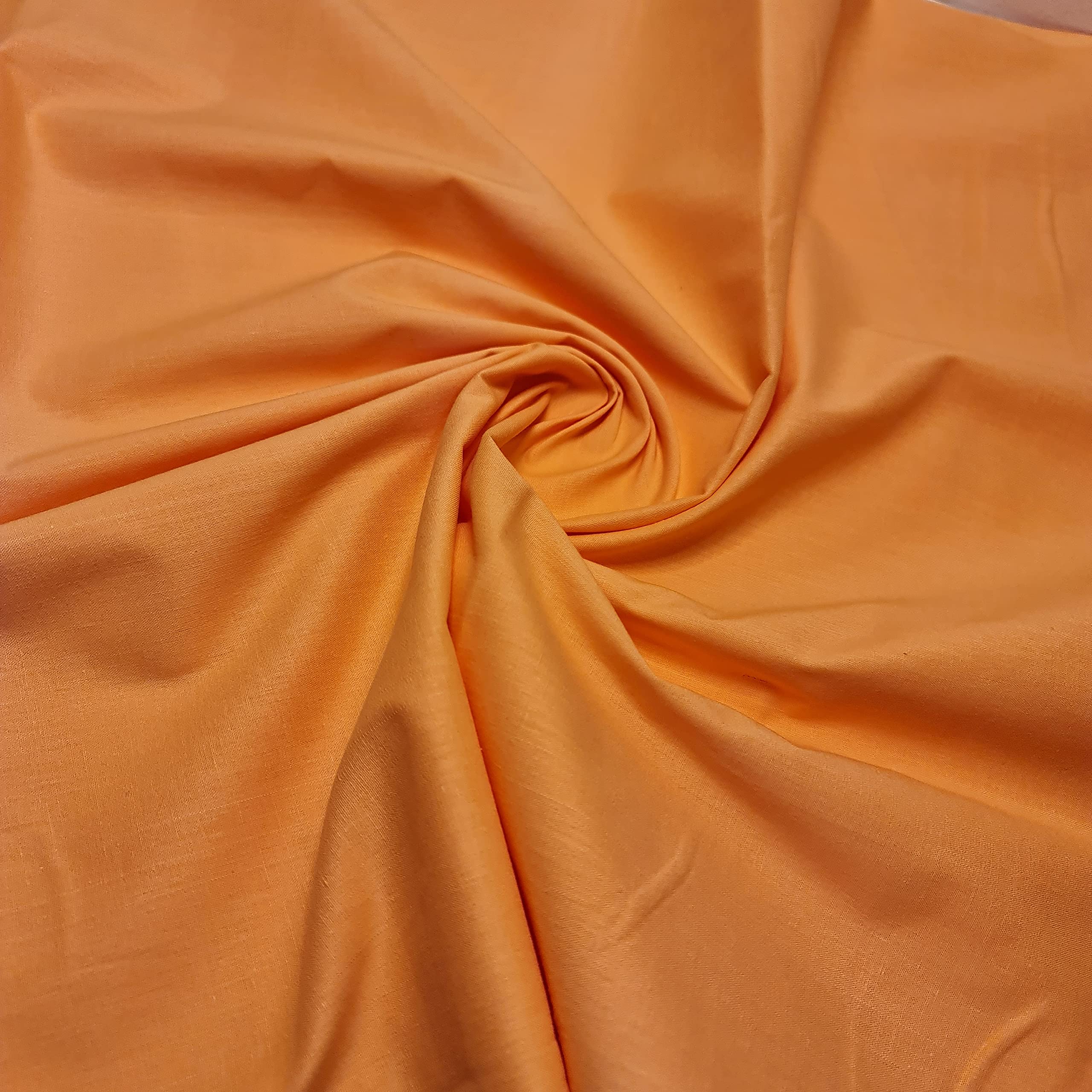 Plain 100% Cotton Egyptian Cambric Poplin Craft Soft Dress Material Fabric 44" (5 Meter, (New) Peach)