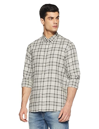 arrow sports men's checkered slim fit casual shirt