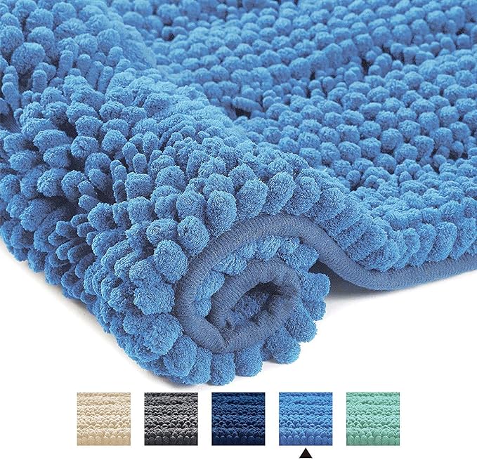 Home Beyond Luxury Stripe Chenille Microfiber Bath Mat Rug, Ultra Soft
