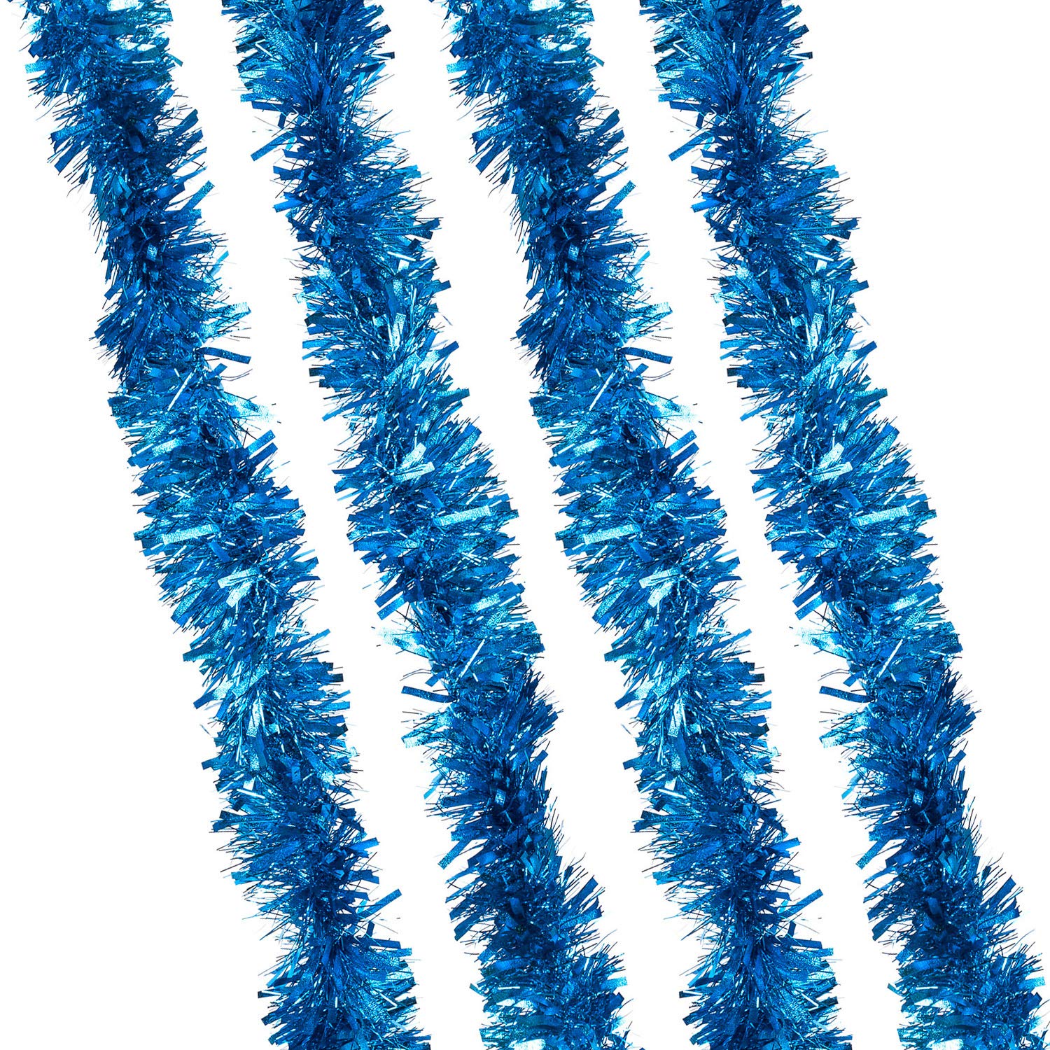 Robelli 8m of Thick Luxury Metallic Christmas Tree Tinsel Decoration (4x2m - Ice Blue)