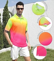 uideazone Mens Neon Golf Shirt Athletic Slim Fit